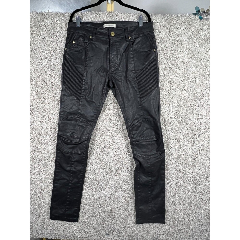 RARE Pierre Balmain Coated Biker Denim SIZE 32 ORIG $695